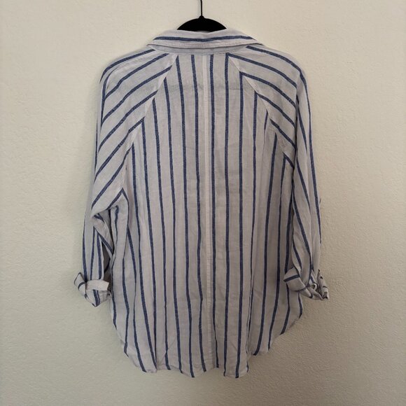 Z Supply Perfect Linen Striped Top (Palace Blue) (Small) NWT - Picture 7 of 8